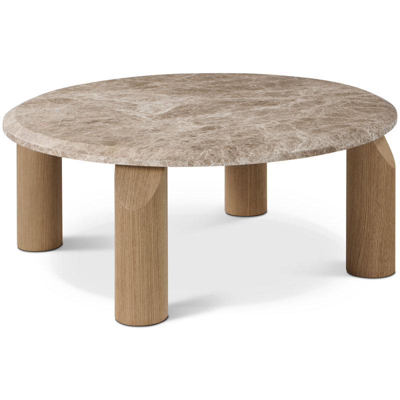 Vienna Marble Cocktail Table, Natural, Light Emperador, 16" H x 40.25" L x 40.25" W