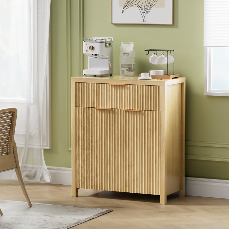 Modern Sideboard Cabinet With Large Drawer,Storage Buffet With Adjustable Shelf ,Entryway Cabinet With Water Ripple Design, Perfect Storage For Dining Room, Kitchen, And Entryway