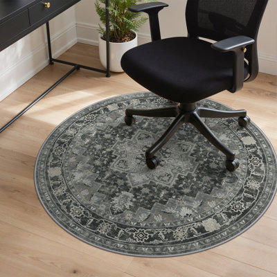 Tapis de chaise de bureau rond 48 po, sous-tapis protecteur de tapis de bureau, tapis de sol mince à poils courts de 1/5 po d'épaisseur lavable à la machine