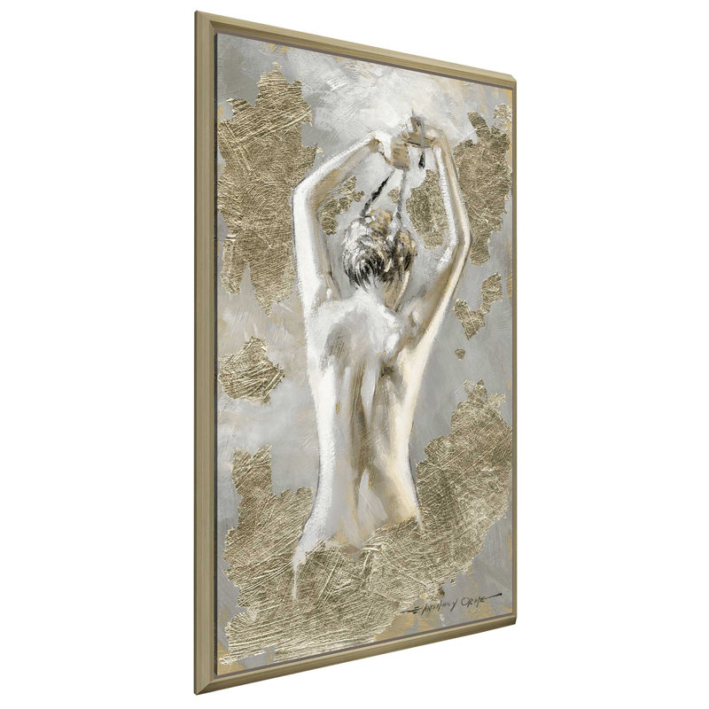 "Intime I" par Anthony Orme - reproduction, H 51,5 po x l 31,5 po x P 2 po, Cadre flottant champagne