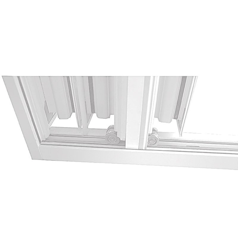 Portes de patio pliantes en aluminium, S'ouvre à droite vers l'extérieur, Blanc, H 84 po x l 144 po