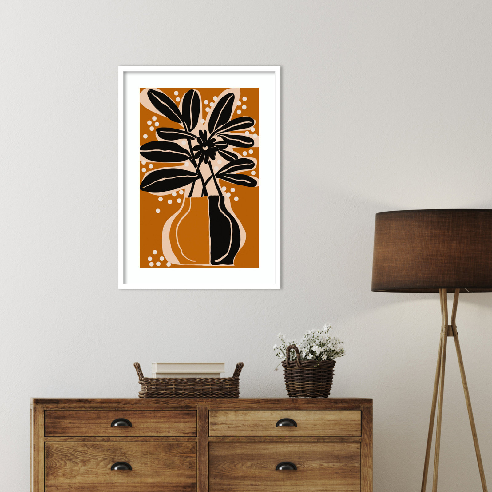 Galya "Ochre Still Life No. 6" Print, White, 33" H x 24" W
