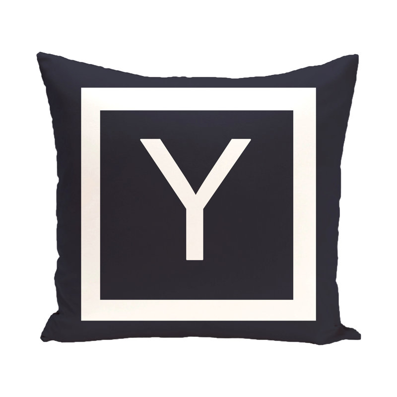  Housse de coussin carré et insert, H 18 po x l 18 po x P 2 po, Bleu marine / Blanc, Y