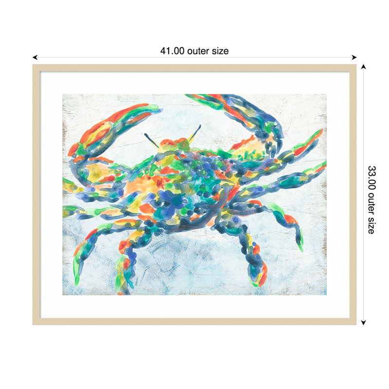 «Rainbow Crab II» par June Erica Vess, reproduction d'art encadrée sur bois, H 33 po x l 41 po