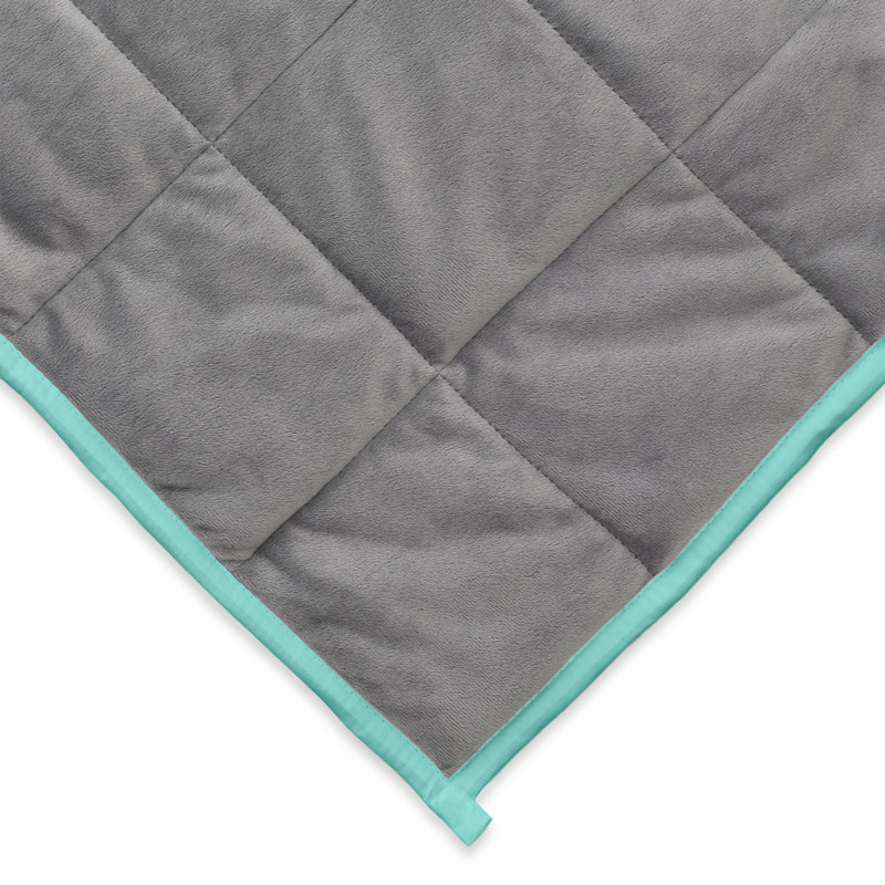 15 lb Grey Aqua Reversible Weighted Blanket with Glass Beads