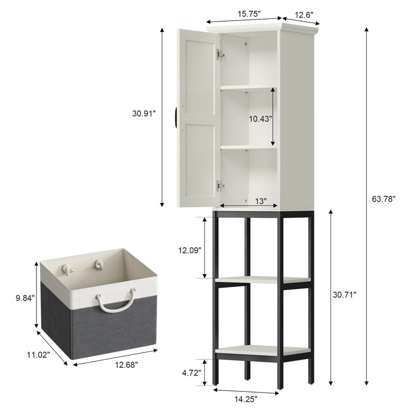 Armoire à linge autoportante Jenniyah, Blanc