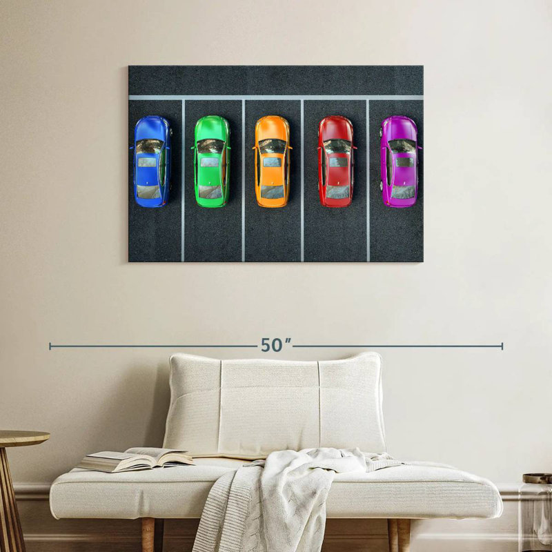 Mehar Colorful Parked Cars, 26" H x 39" W
