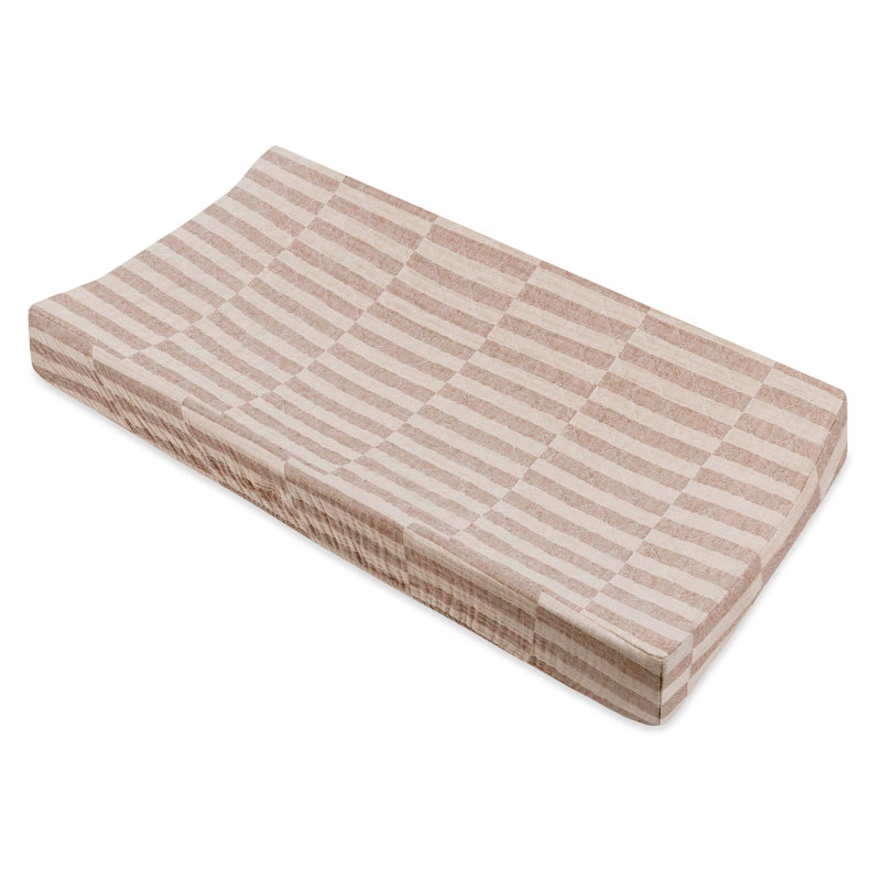 Stripe Quilted Muslin Changing Pad Cover, Cocoa