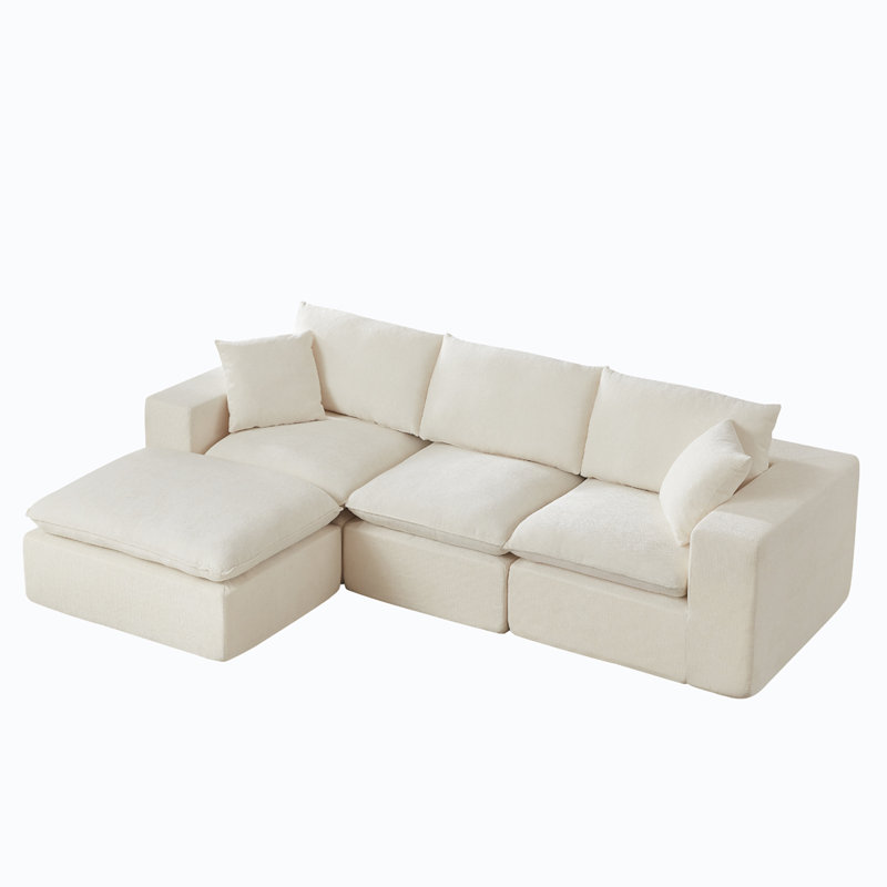 Stylish Modular Cloud Couch, Black Chenille