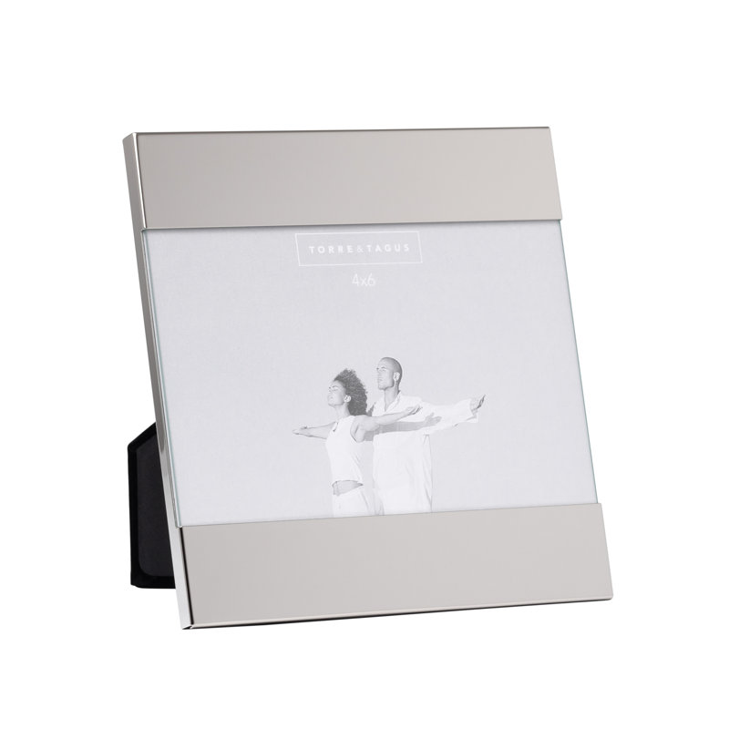 Cadre photo simple en métal avec miroir en argent, 4 po x 6 po