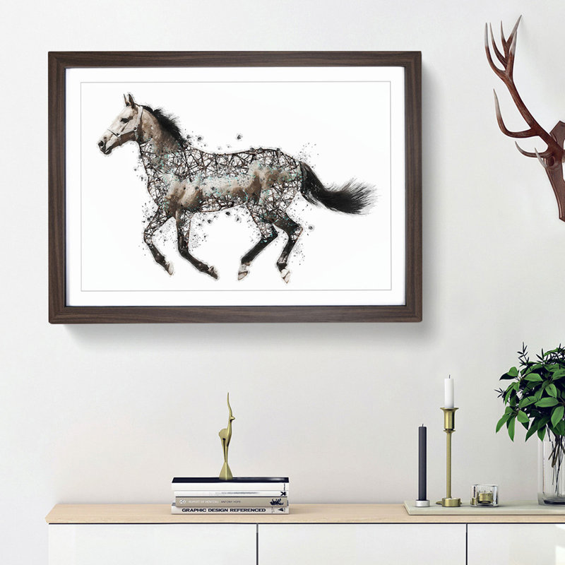 Horse Deconstructed in Abstract - Picture Frame Painting Print, Walnut Framed, 62cm H x 87cm W x 2cm D