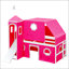 Lit mezzanine simple avec glissoire, tente rose et tour pour enfants - Design amusant et fonctionnel