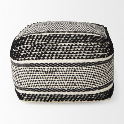 Lanett Upholstered Cotton Blend and Wool Ottoman