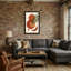 Abstrait, cercles abstraits, fougère, feuilles, tons terreux, reproduction d'art-507376974