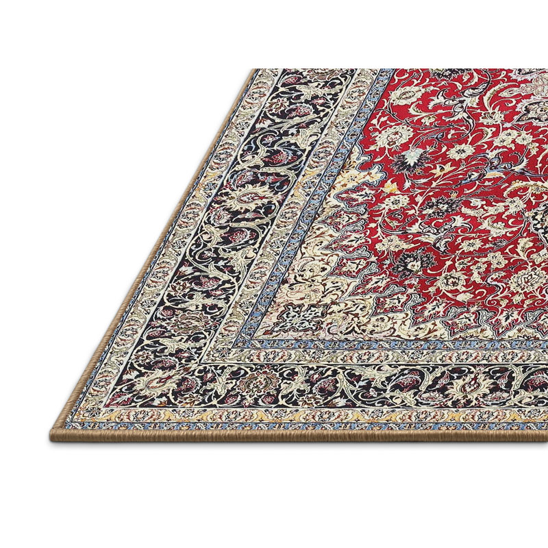 Tapis rouge/bleu/gris traditionnel Canyonville, Rectangle 6 pi x 9 pi