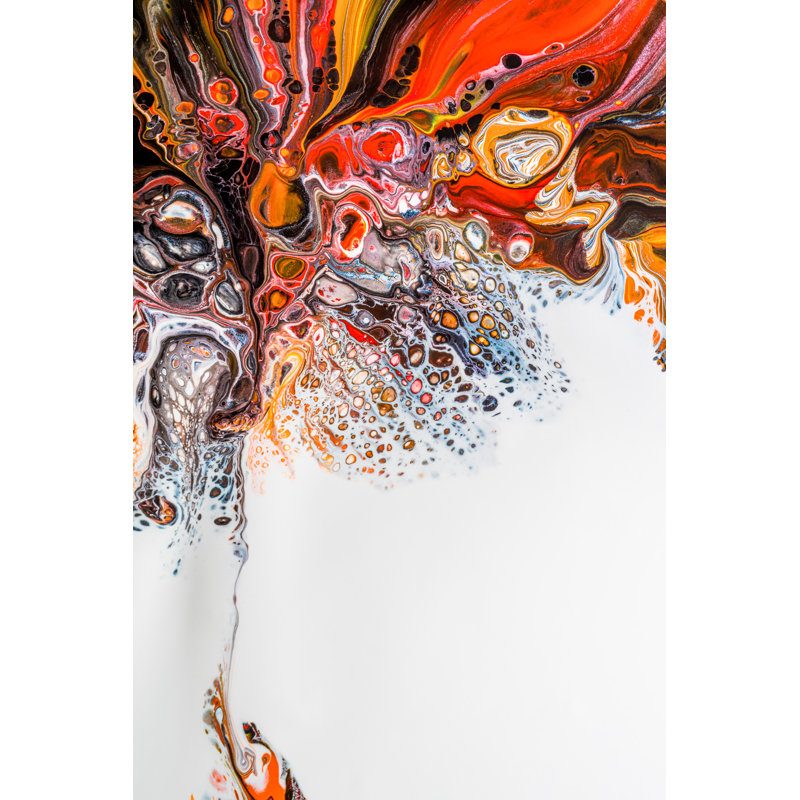 Mélange de cercles de peinture colorés abstraits, blanc, rouge, orange, H 50 po x l 26 po x P 1,5 po