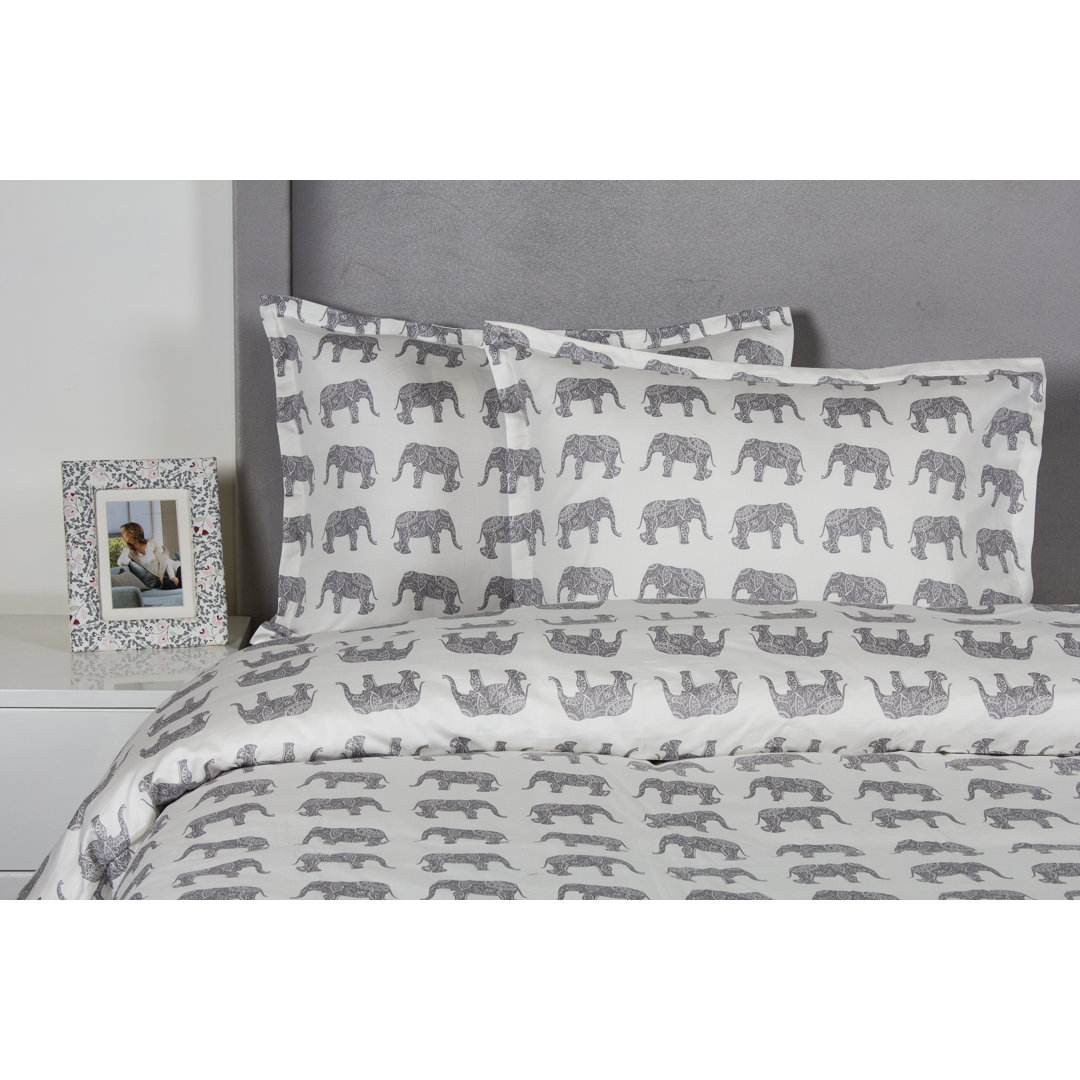 Elephant Cotton Animal Print Duvet Cover Set Melange Home 