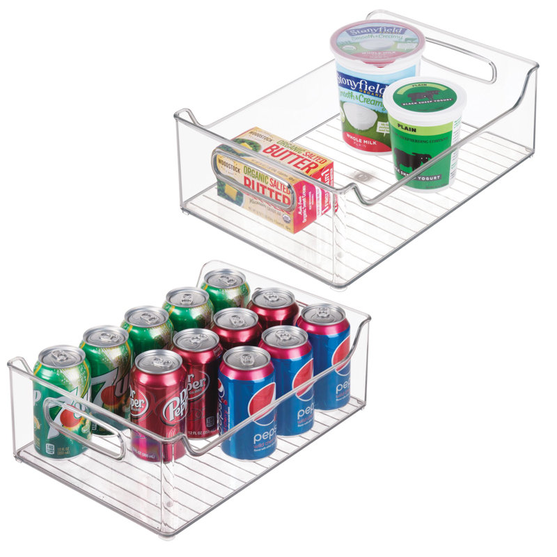 iDesign Plastic Stackable Pantry Bin - Storage Bin with Handles for Cabinets or Fridge - Set of 2 - Clear