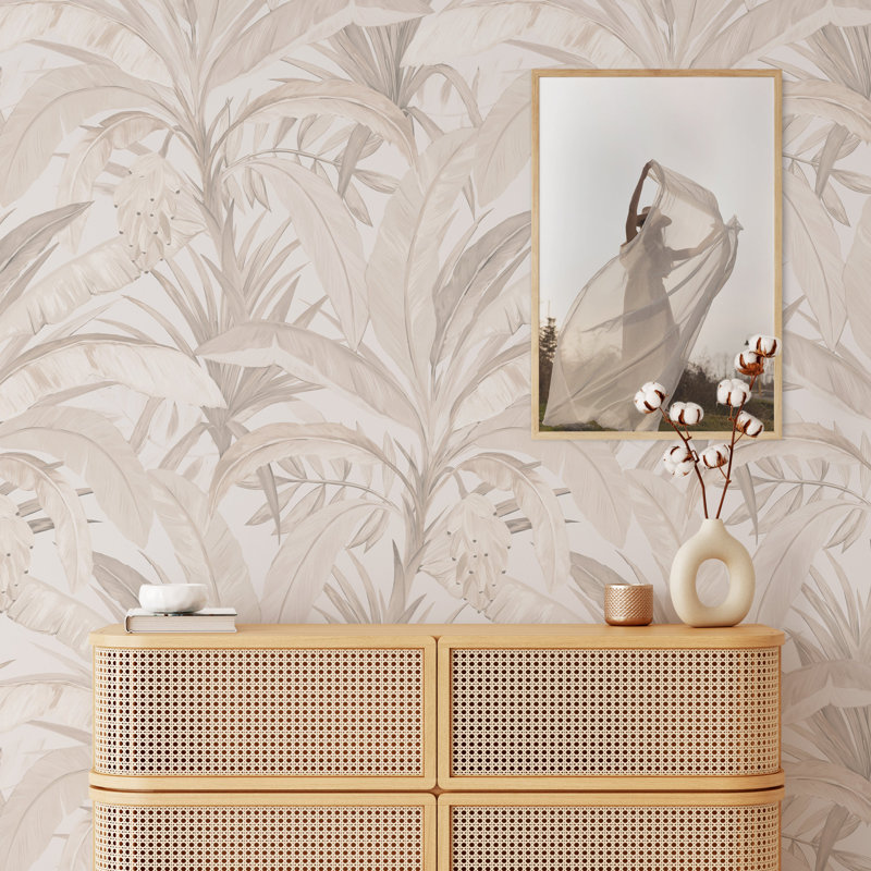 Beige Tropical Forest Wallpaper