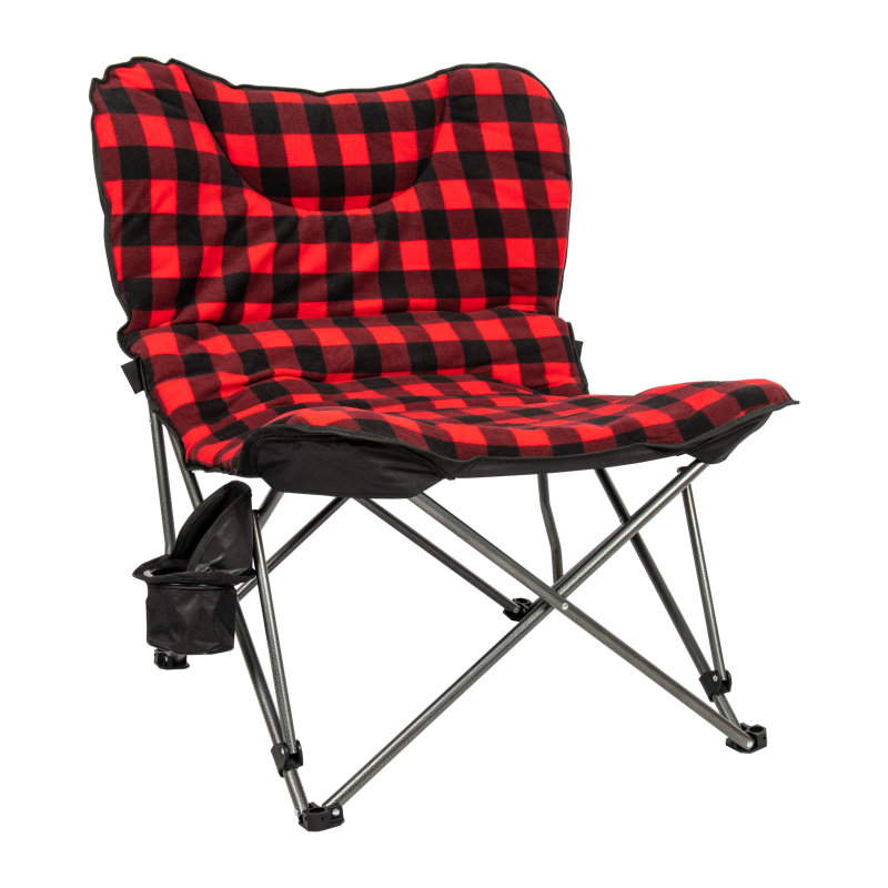 Mylynda Camp & Go Extra Large Ultra Padded Outdoor Camping Chair, Portable Folding Camp Chair with Wide Padded Seat, Cup Holder, and Carry Bag, Multicolor