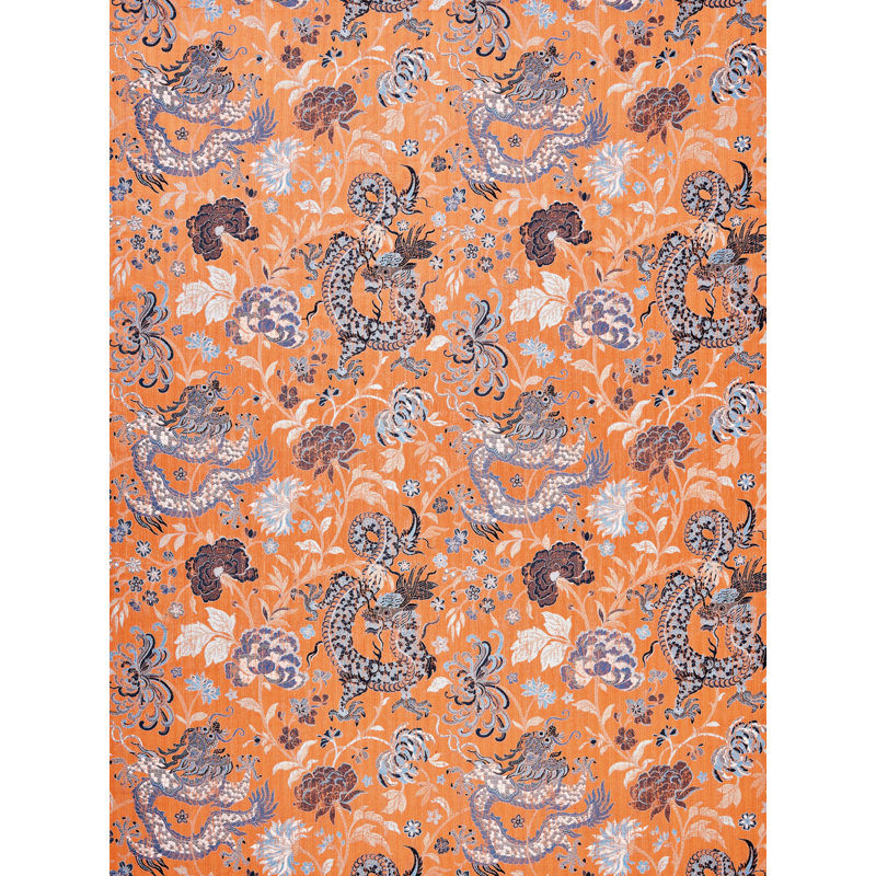 The MET x The House of Scalamandre Dragon Tableau, Persimmon Blue