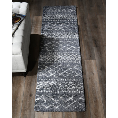 Tapis géométrique gris / ivoire