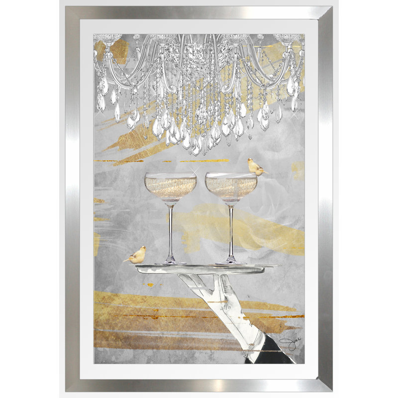 «Cheers Gold», impression, Acrylique avec cadre argent, H 39,5 po x l 27,5 po x P 0,75 po