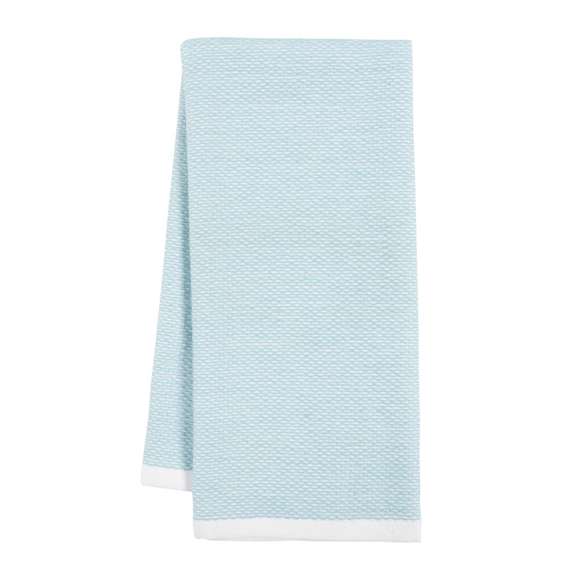Aqua and White Cotton Terry Kitchen Towel Set, 6 Pieces