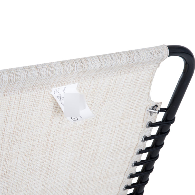 Cream White Outdoor Lounge Chair - 4 Reclining Back, Breathable Mesh For Patio, Poolside Foldable Patio Recline, Mesh, Outdoor, Beach, Use