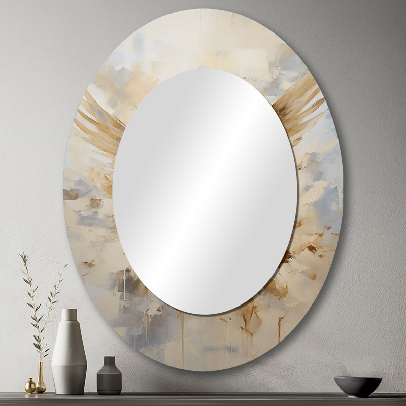 Miroir mural Minimalisme Beige et Doré Dove I - Beige, 43 po x 33 po