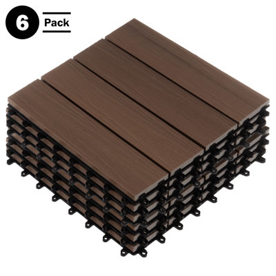Ensemble de tuiles de patio - Carreaux de terrasse en bois / plastique à emboîtement