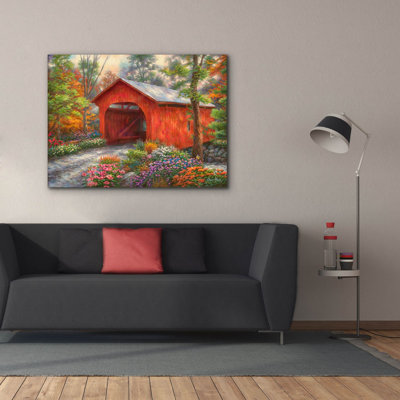 «Red Covered Bridge» par Chuck Pinson, art mural sur toile
