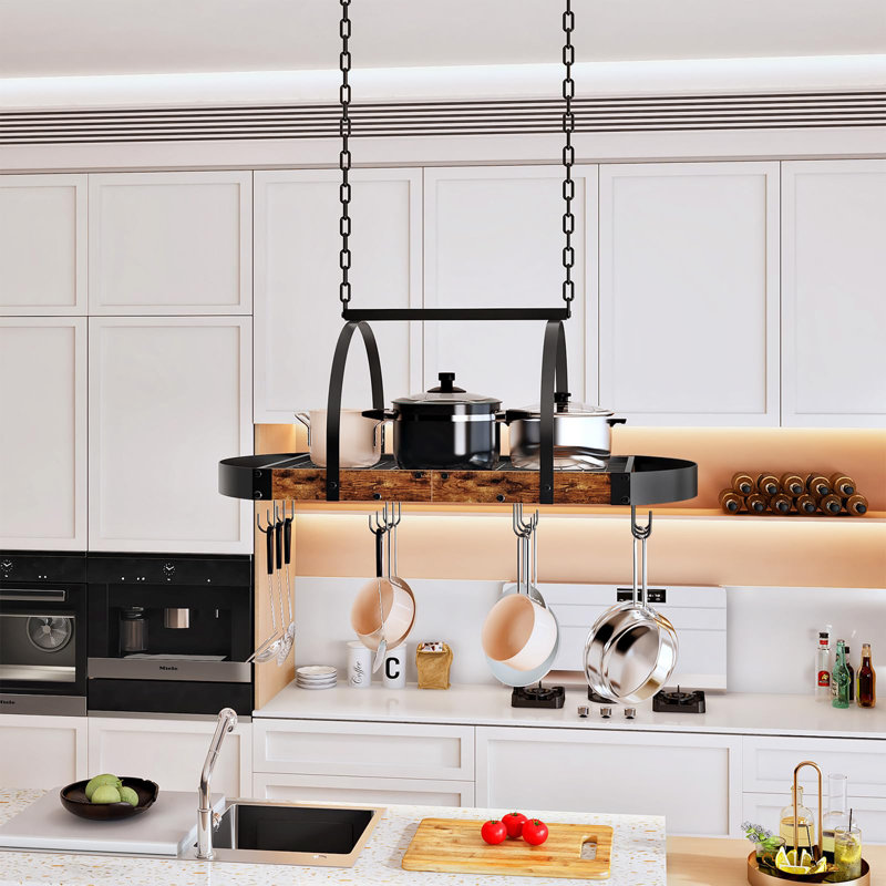 Hanging Pot Rack, Rustic Brown