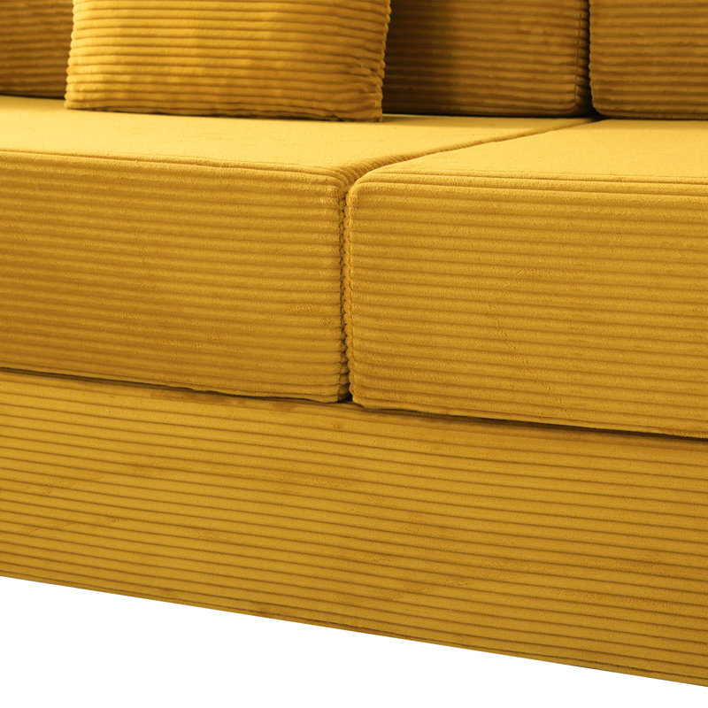 Canapé d'angle pliable et portatif, canapé nuage en velours côtelé de 274 cm (108 po), style moderne pour la maison, Jaune