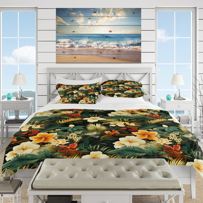 Ensemble de housse de couette Tropical Greens Warm Earth Tones II, Housse de couette pour très grand lit et 2 très