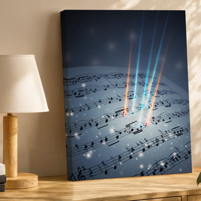 Canvas A Close Up View Of A Musical Score Sheet Elegantly Wall Art Illuminated Against A Dark Gradient Background The Sheet Music Canvas Wall Art