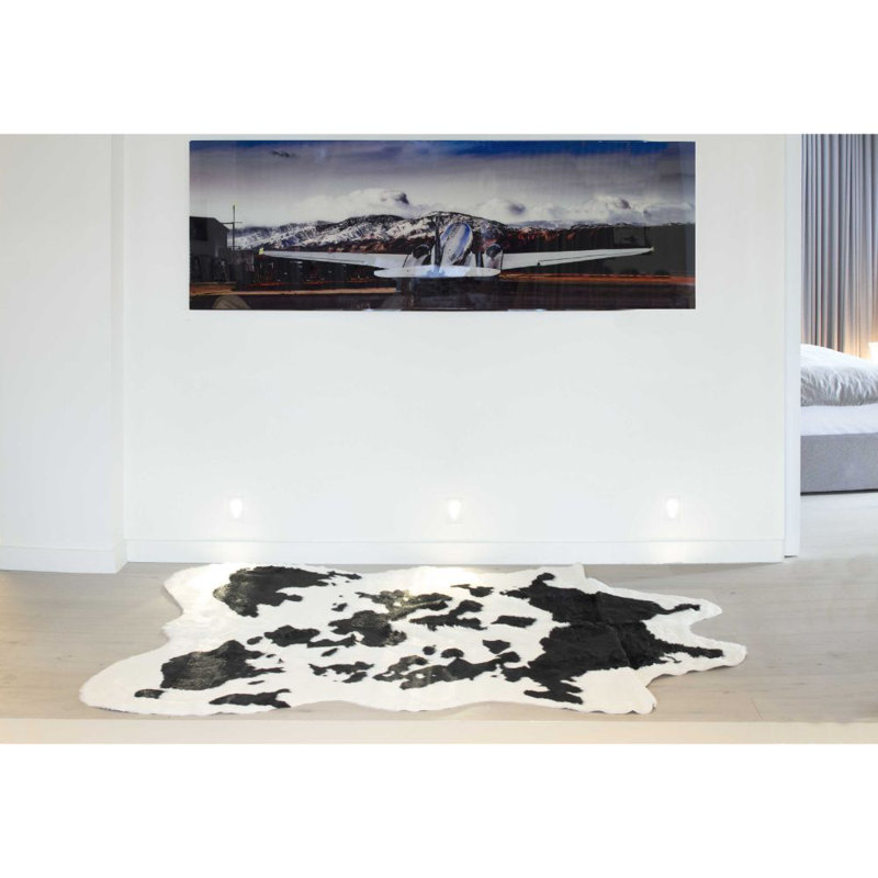 Ingham Black and White Faux Cowhide Area Rug, Novelty 5'3'' x 7'6''