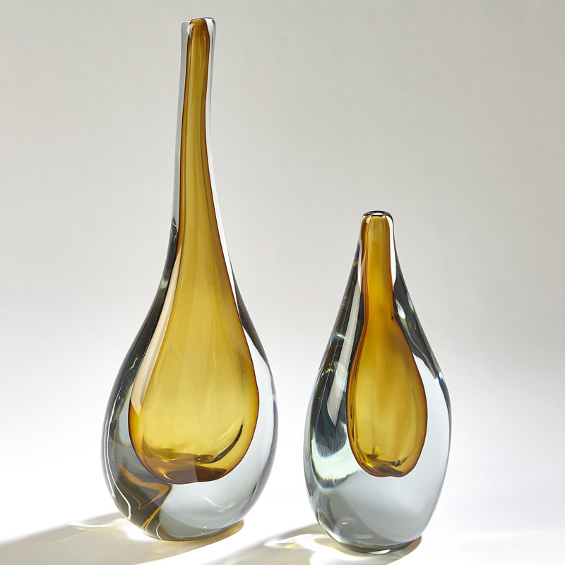 Stretched Neck Vase-Amber-Sm