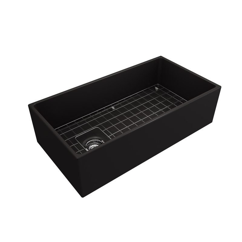 36'' L Fireclay Kitchen Sink, Matte Black
