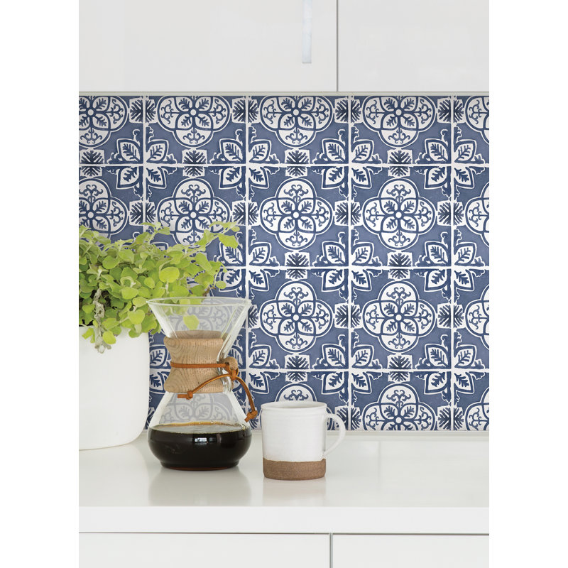 Caeli Blue and White Vinyl Peel & Stick Wall Tiles