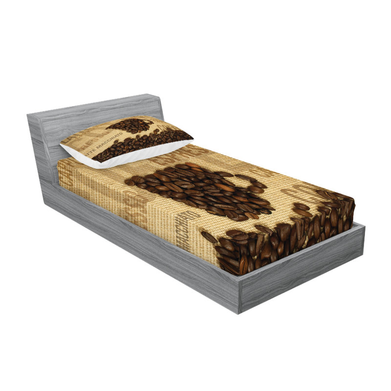Ensemble de draps et taies décoratives Ambesonne Brown, Ensemble de draps pour lit simple + 1 drap-housse 