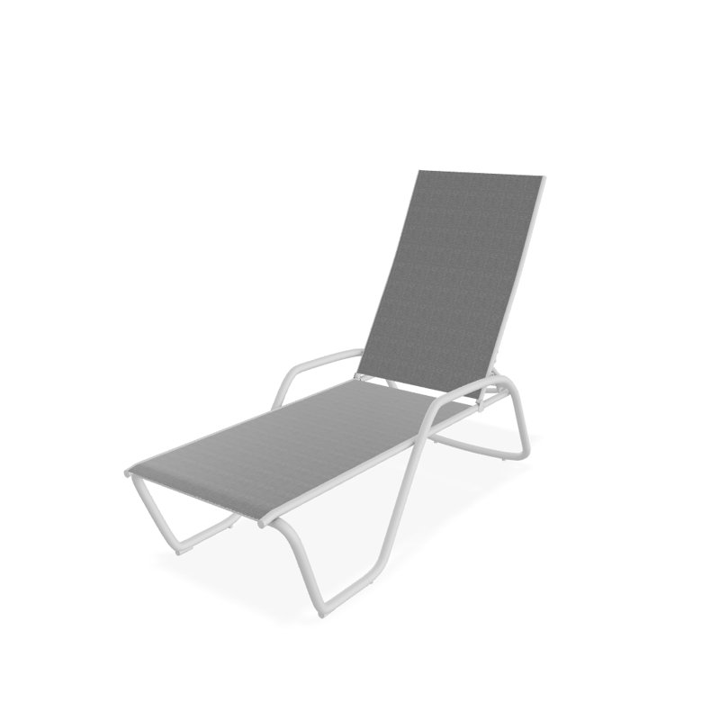 Outdoor Rust-Resistant Metal Chaise Lounge, Titanium Sunbrella®, Textured White