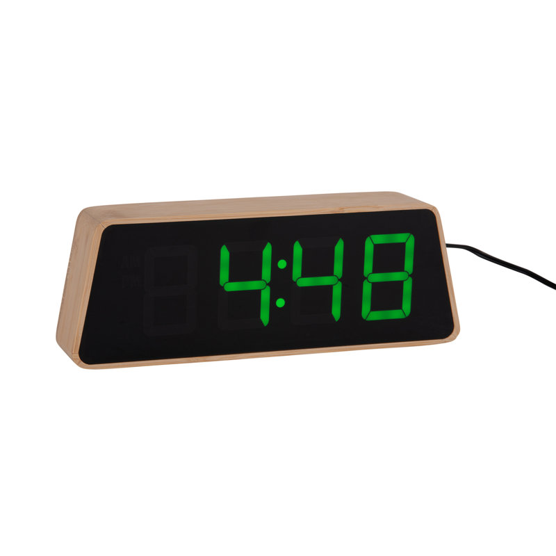 Digital Bamboo Quartz Movement / Crystal Alarm Tabletop Clock in Natural Wood