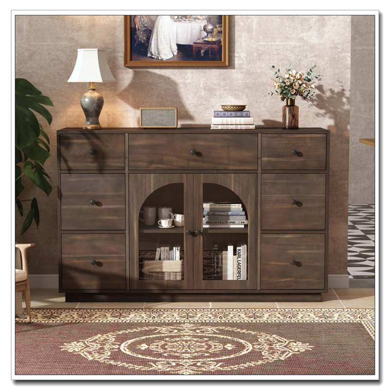 Armoire de rangement 7 tiroirs 7 portes, Marron foncé