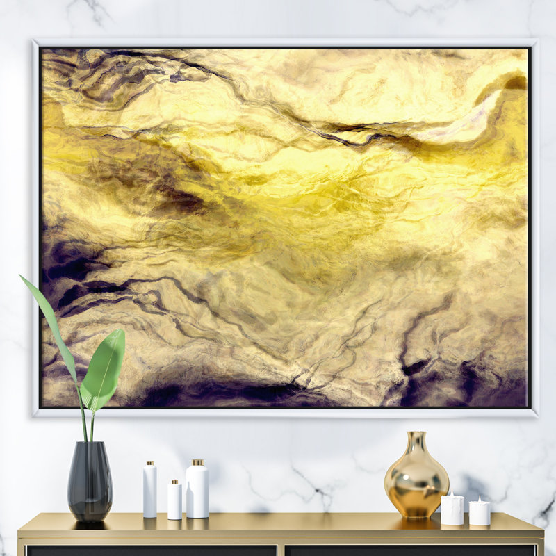 Marbre mauve et mauve - reproduction d'art sur toile, H 36 po x l 46 po x P 1,5 po, Cadre flottant blanc