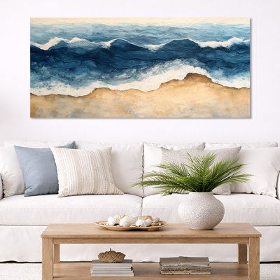 Tropical Beach Wall Art, Abstract Ocean Waves Meet Coast, Ocean Ripple Canvas