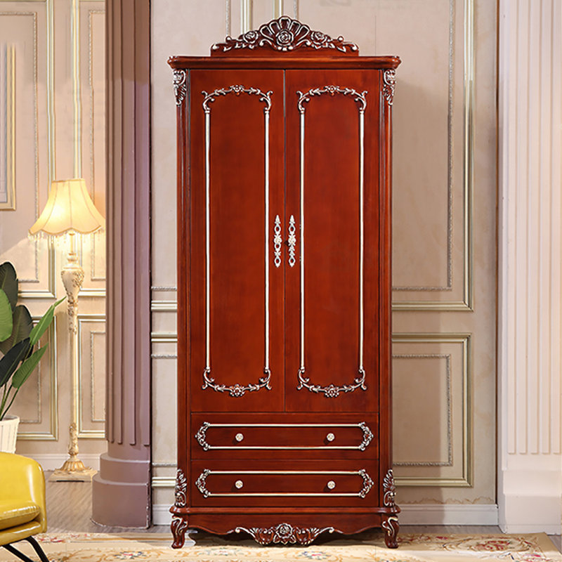 Armoire sculptée en chêne de style européen, H 90,55 po x l 35,43 po x P 23,62 po
