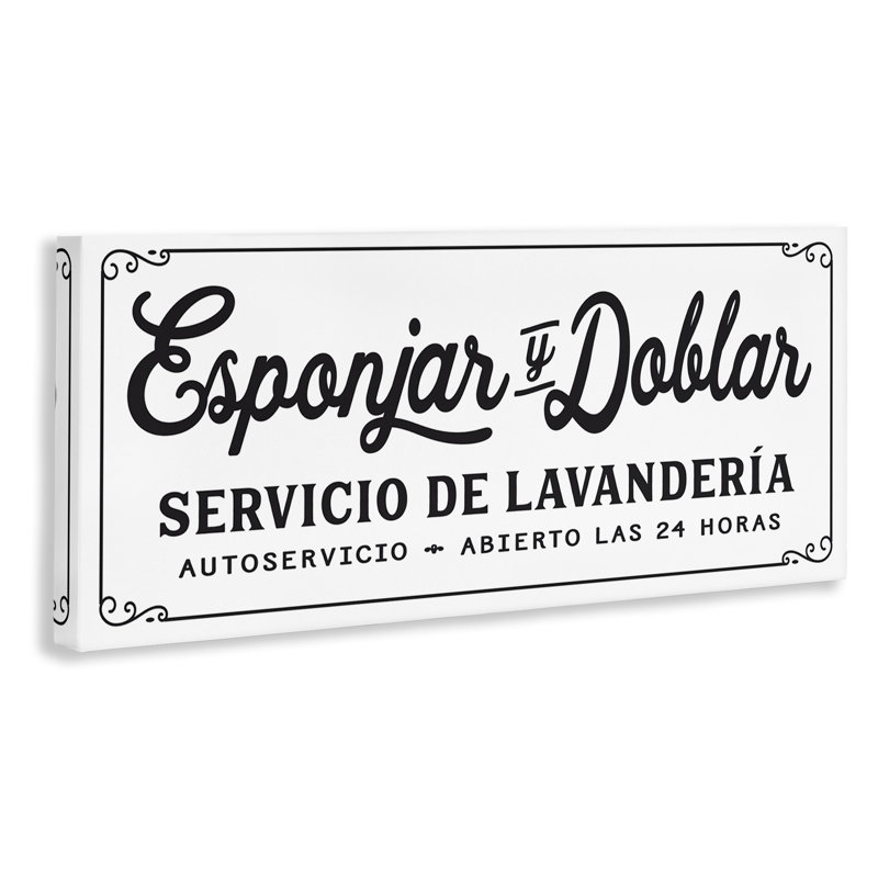 "Servicio De Lavanderia", art mural sur toile par lettré et doublé, H 20 po x l 48 po