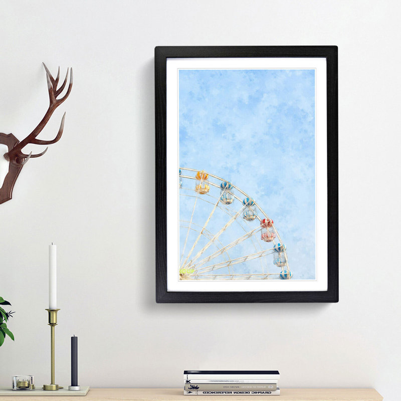 Pretty Ferris Wheel - Picture Frame Graphic Art Print, 63cm H x 45cm W x 2cm D, Black Framed