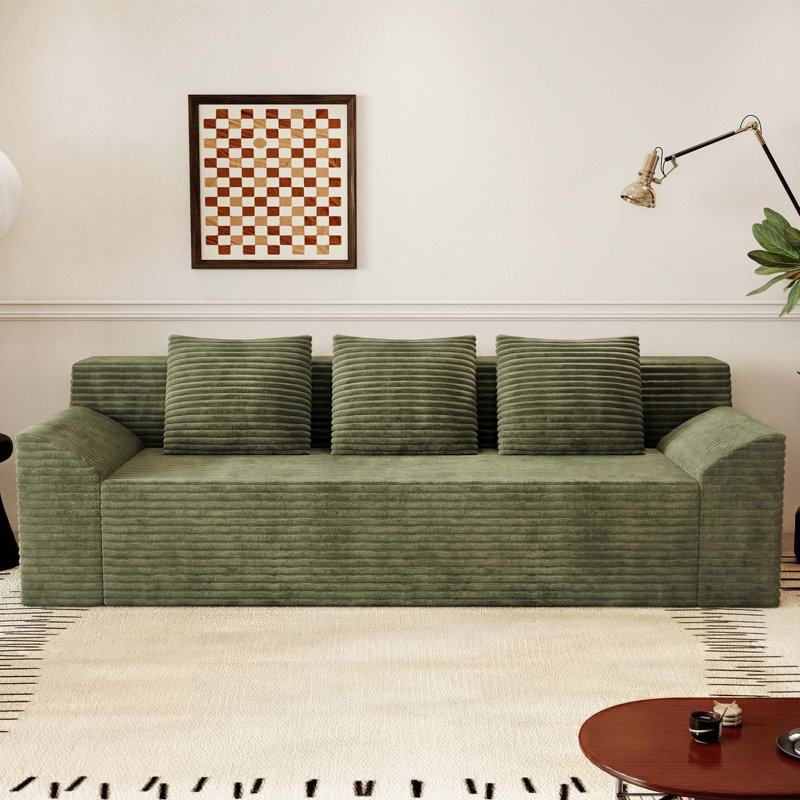 Canapé en velours côtelé avec confort profond, Vert antique
